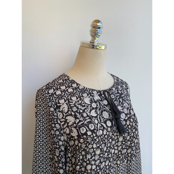 J.McLaughlin Womens Dress Gray Floral Tiered Peasant Bohemian Cottagecore sz M - Picture 6 of 12